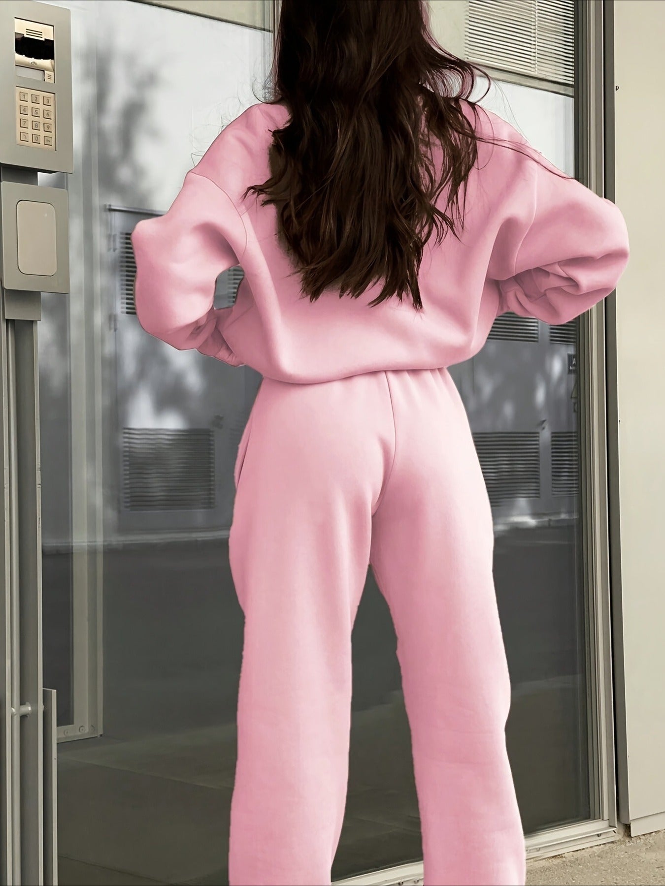 Cozy Fleece Zip-Up Top & Loose Pants Two-Piece Set
