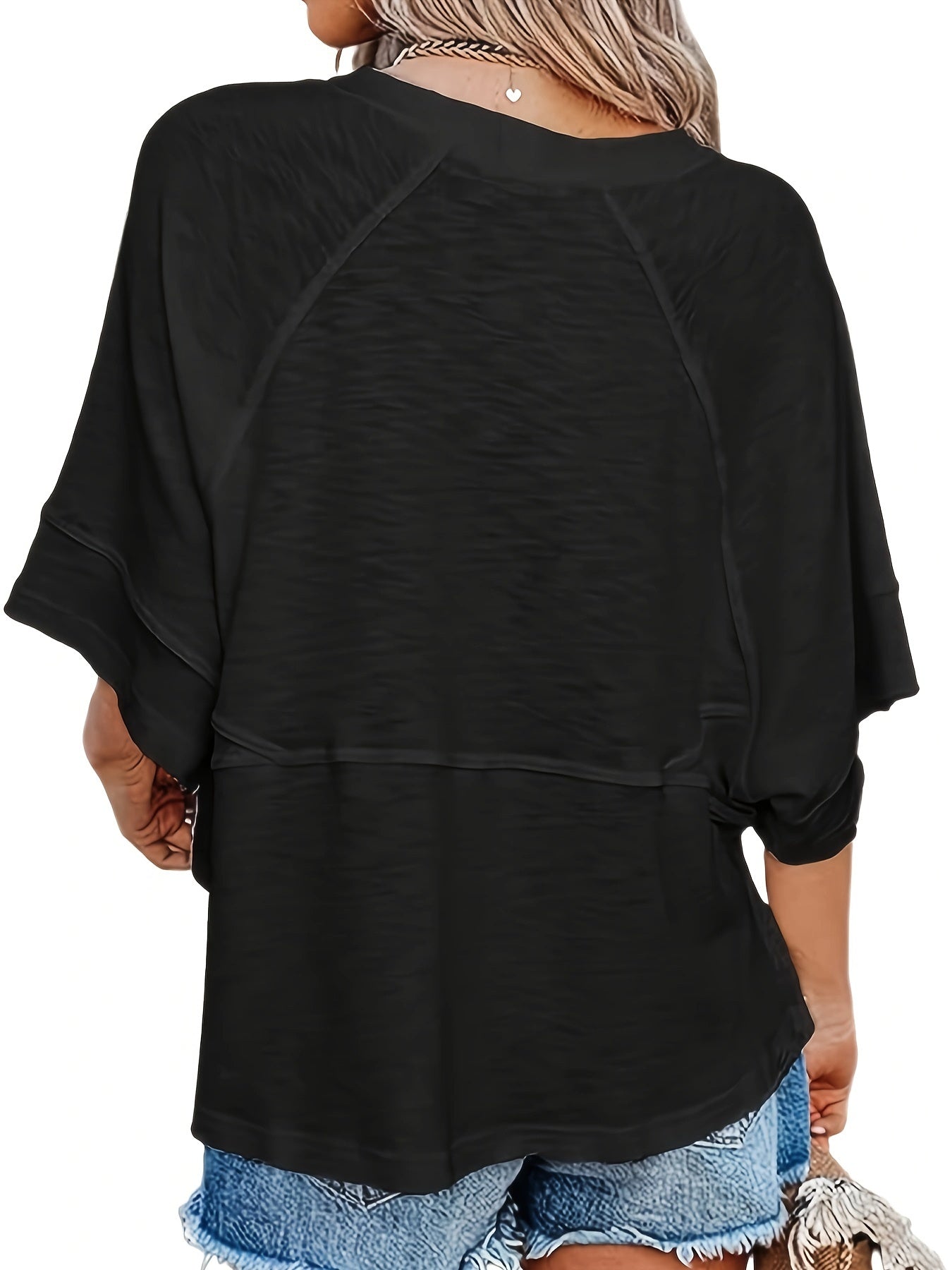 Solid Crew Neck Loose Basic T-shirt, Casual Half Sleeve T-Shirt