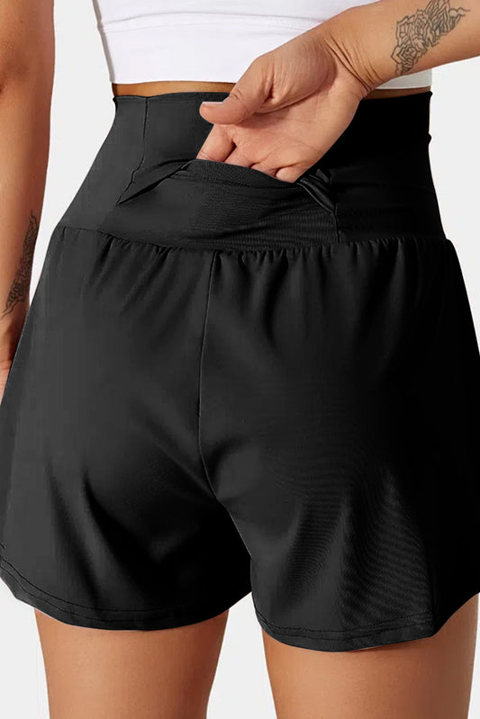 Black Pocketed Wide Waistband Swim Shorts