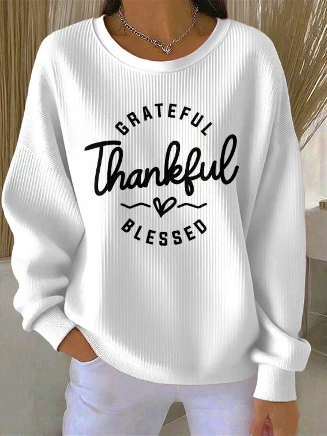 Crew Neck Floral Long Sleeve Comfy Casual Sweater Hoodie