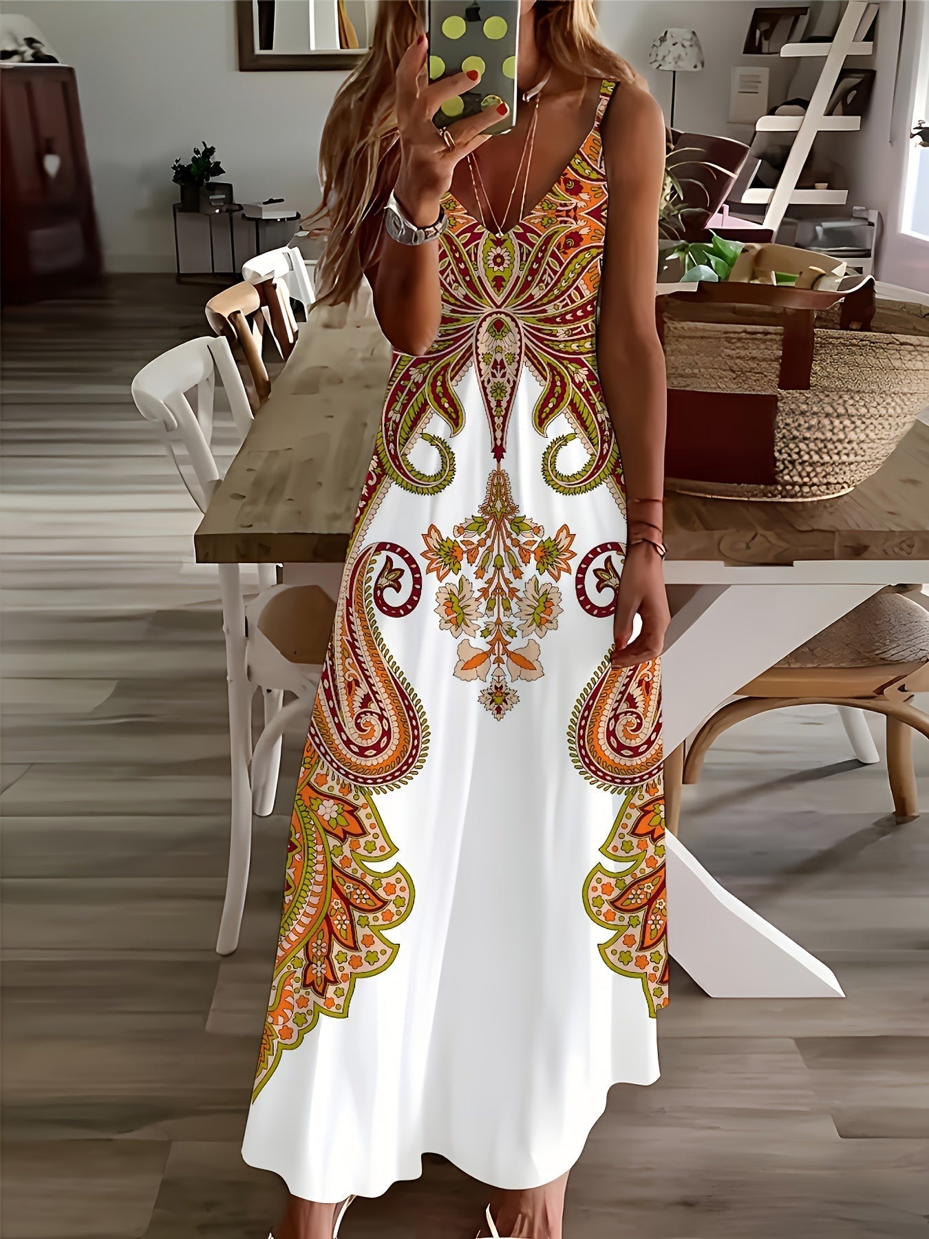 V-Neck Sleeveless Slip Maxi Dress