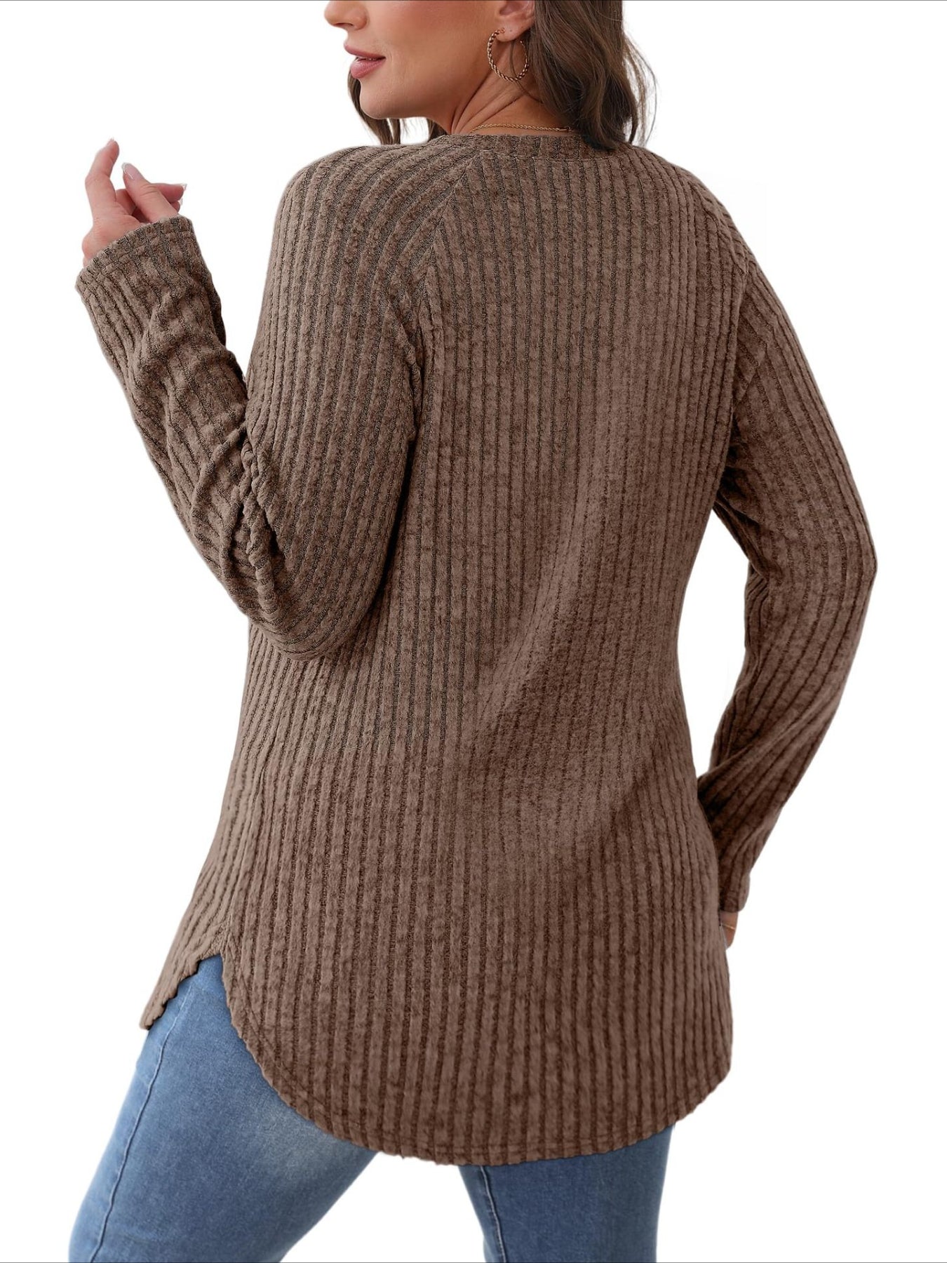 Soft Round Neck Pullover Long Sleeve Sweater