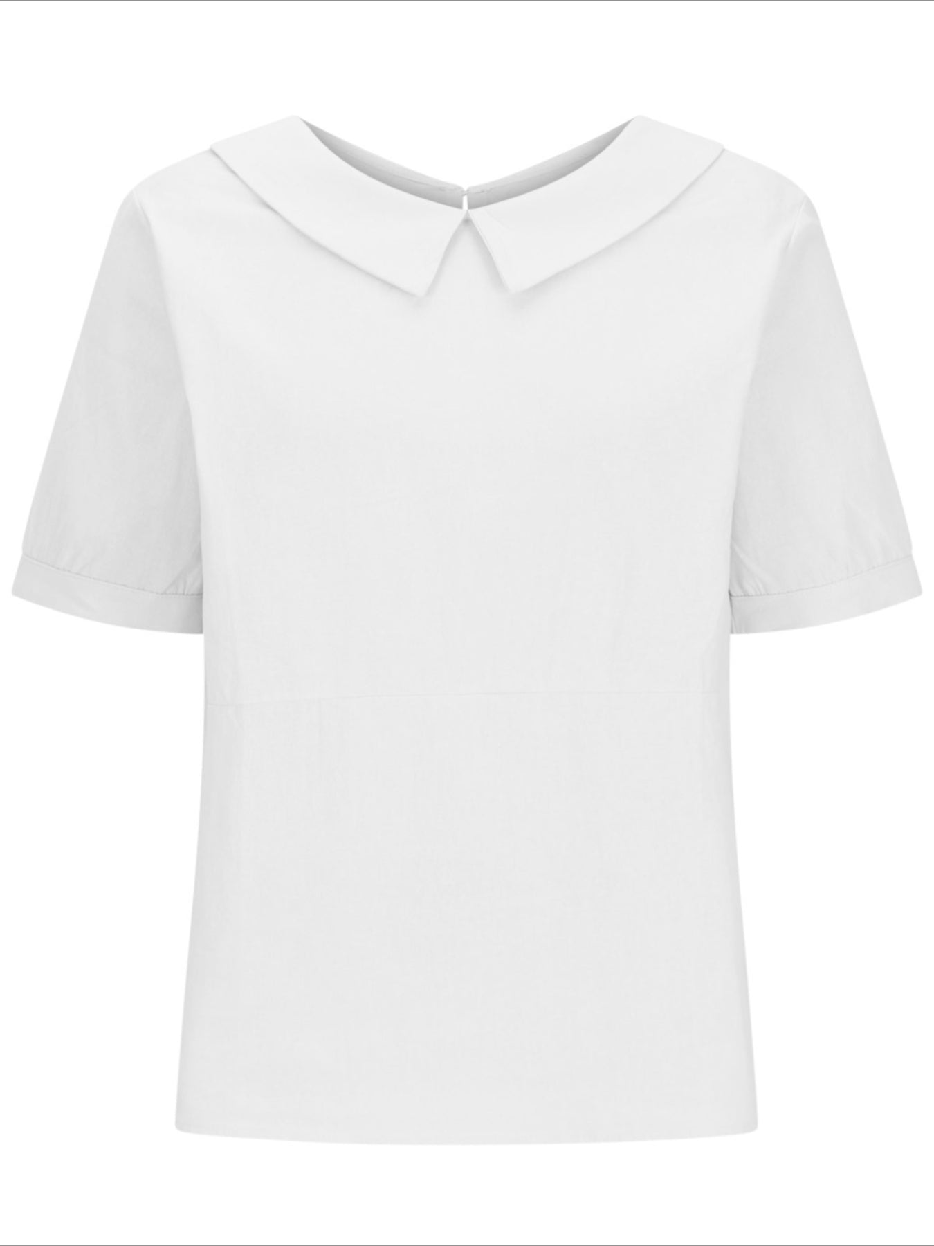 Solid Color Loose Lapel Short Sleeve Cotton Top