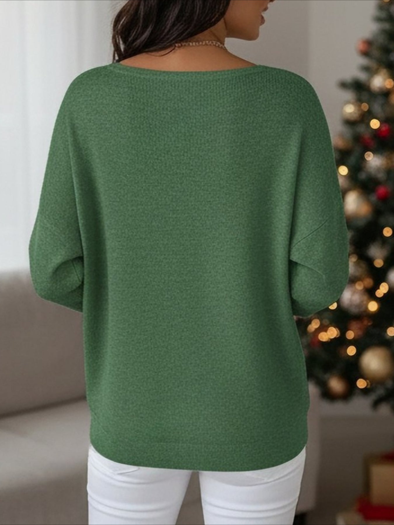 Green Long Sleeve Comfy Casual Sweater Tee