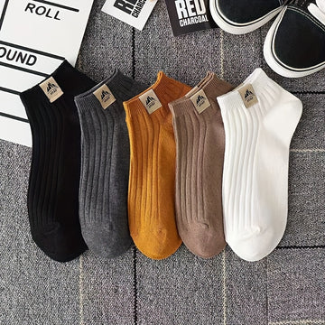 5 Pairs Simple Crew Socks, Comfy & Breathable Low Cut Ankle Socks