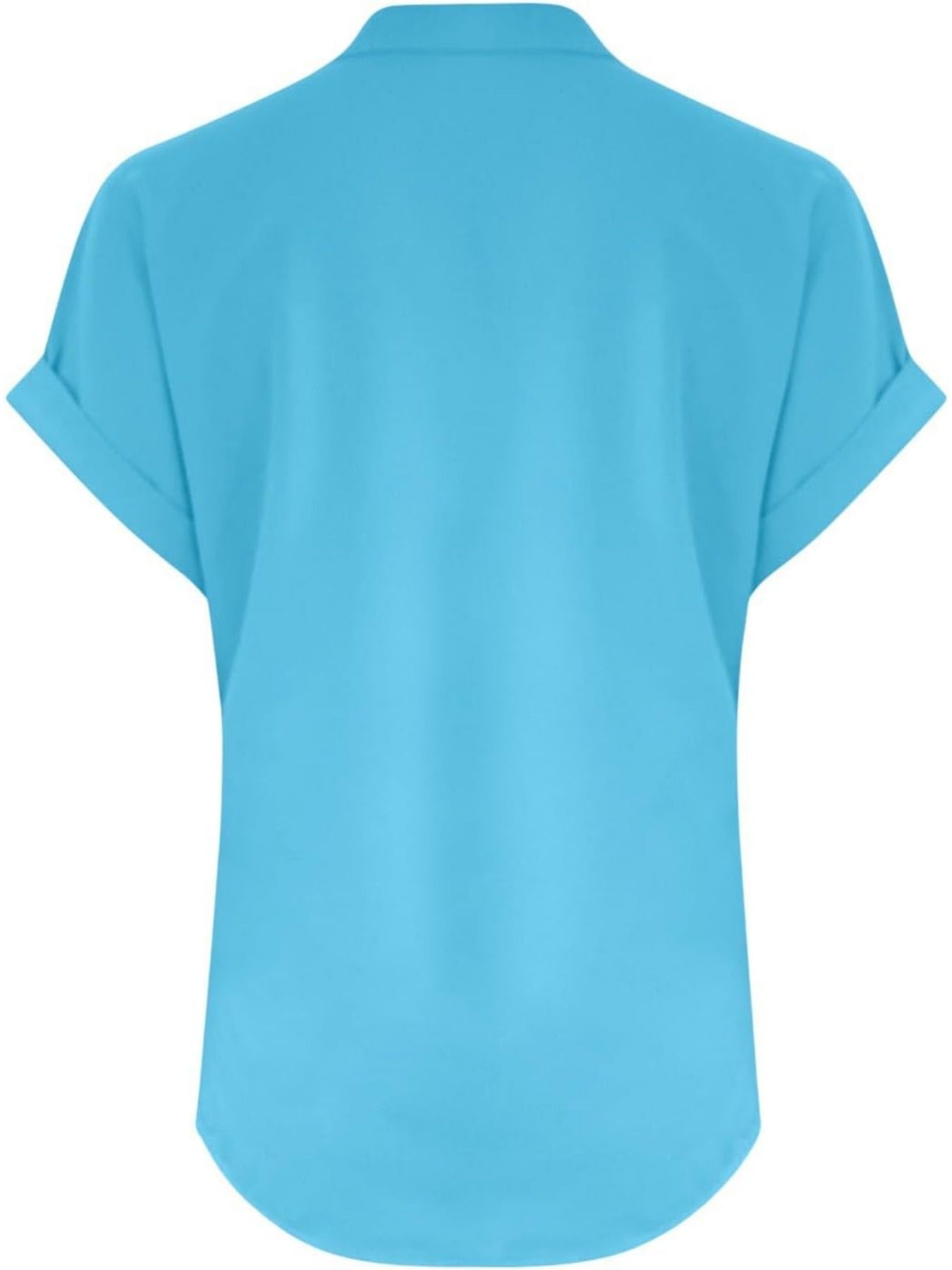 Solid Color V Neck Short Sleeve Button Down T Shirts