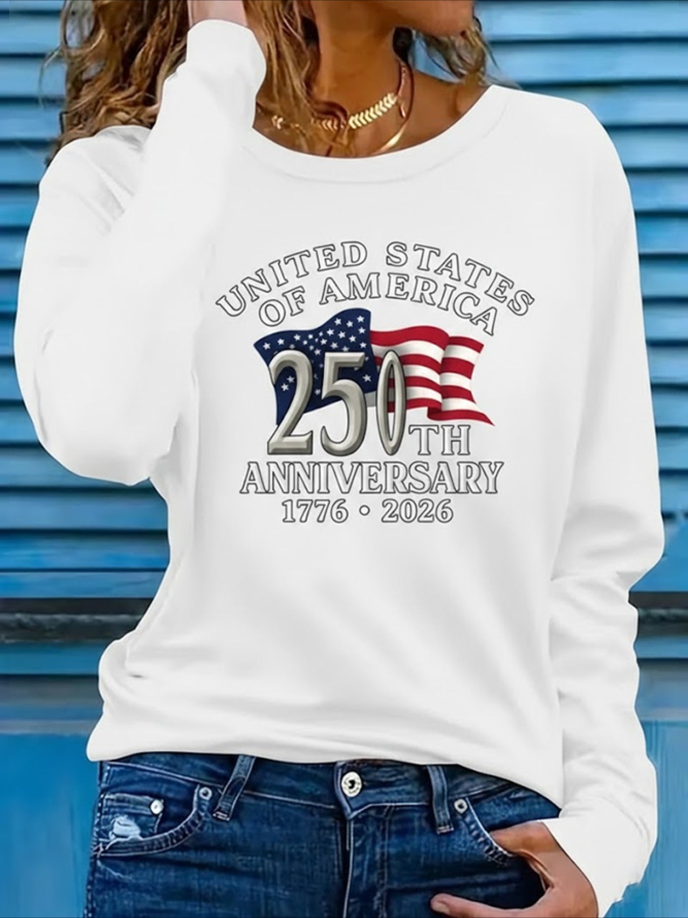 Casual Text Letters Long Sleeve Crew Neck Casual T-shirt