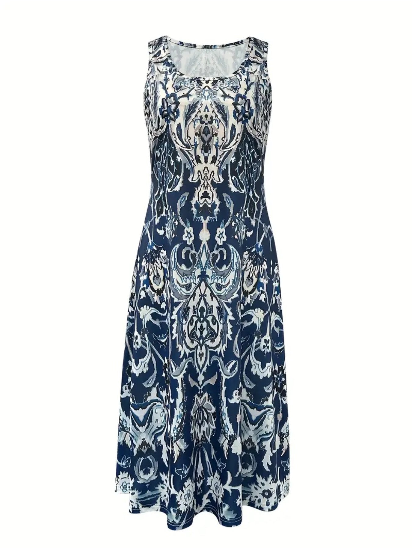 Boho-Chic Vintage Style Floral Print Sleeveless Dress