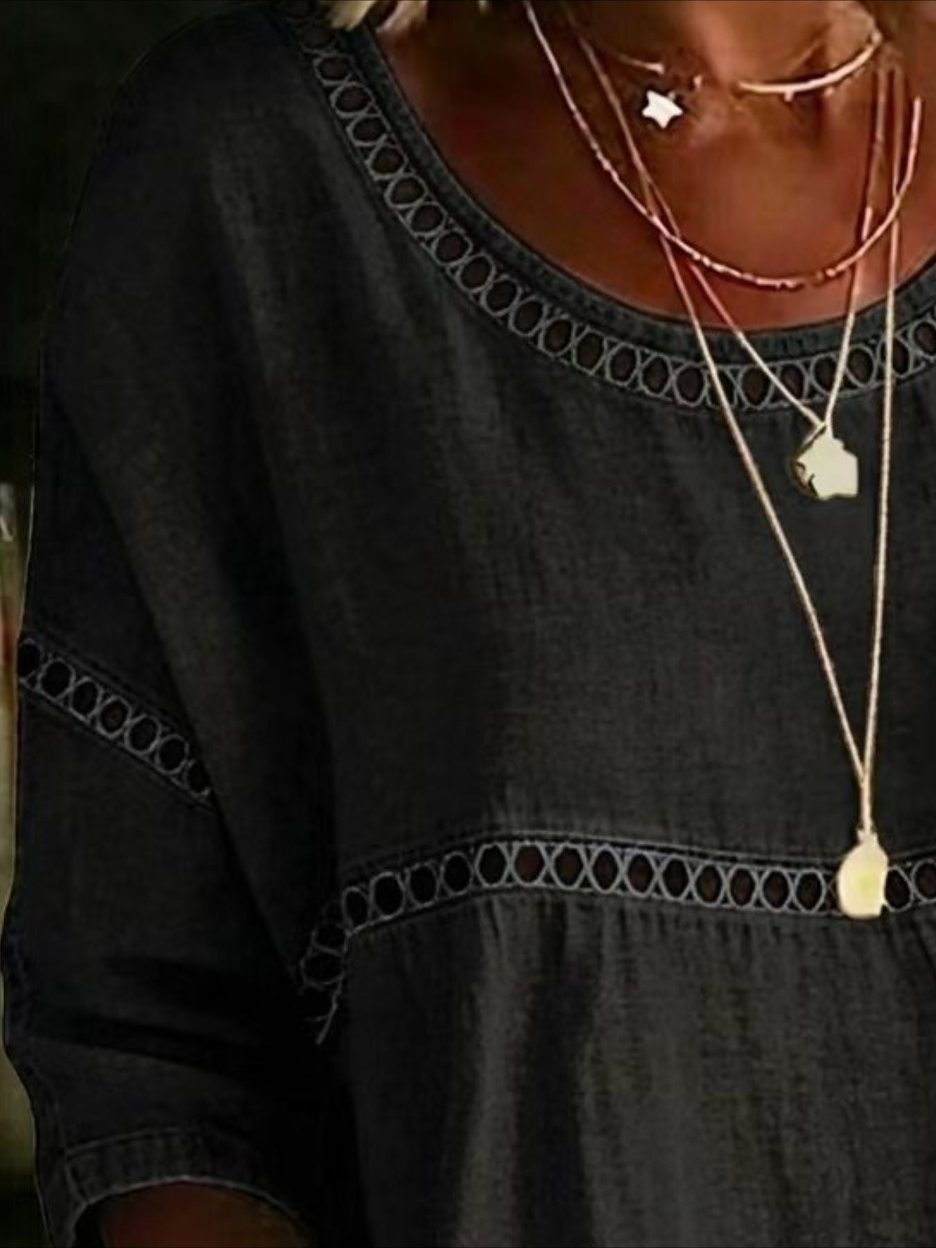 Printed Mid Sleeve Pleated Round Neck Top