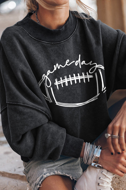 Black Rugby game day Graphic Pullover Sweatshirt