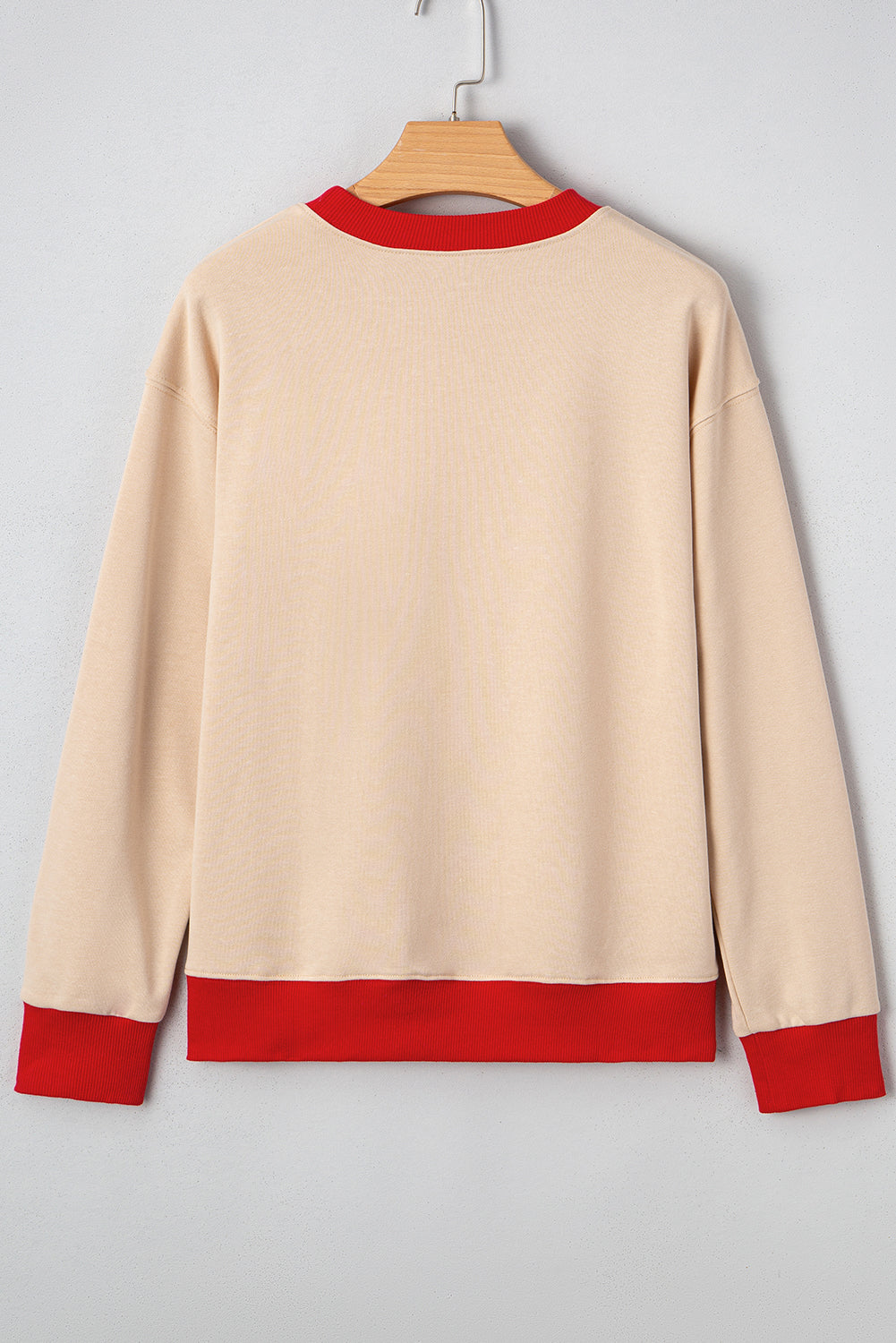 Oatmeal GAME DAY Letter Graphic Varsity Striped Detail Baggy Sweatshirt