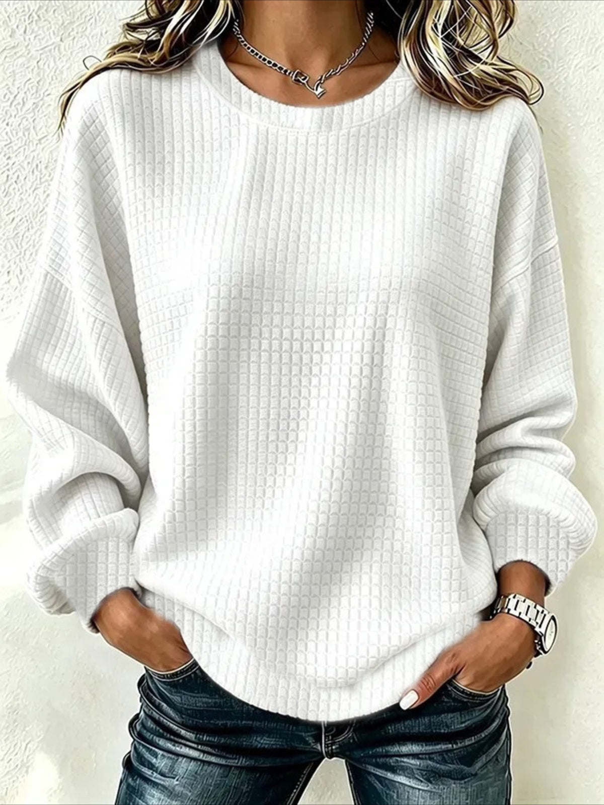 Solid Color Casual Crew Neck Regular Fit Sweatshirt