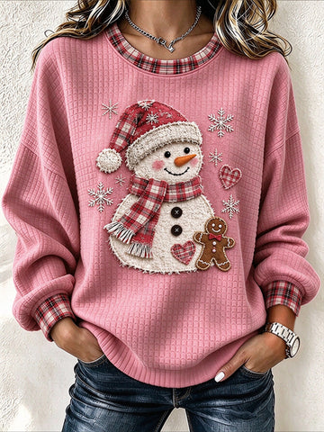 Christmas Snowman Crew Neck Printing Casual Spring/Fall Long Sleeve Sweatshirt