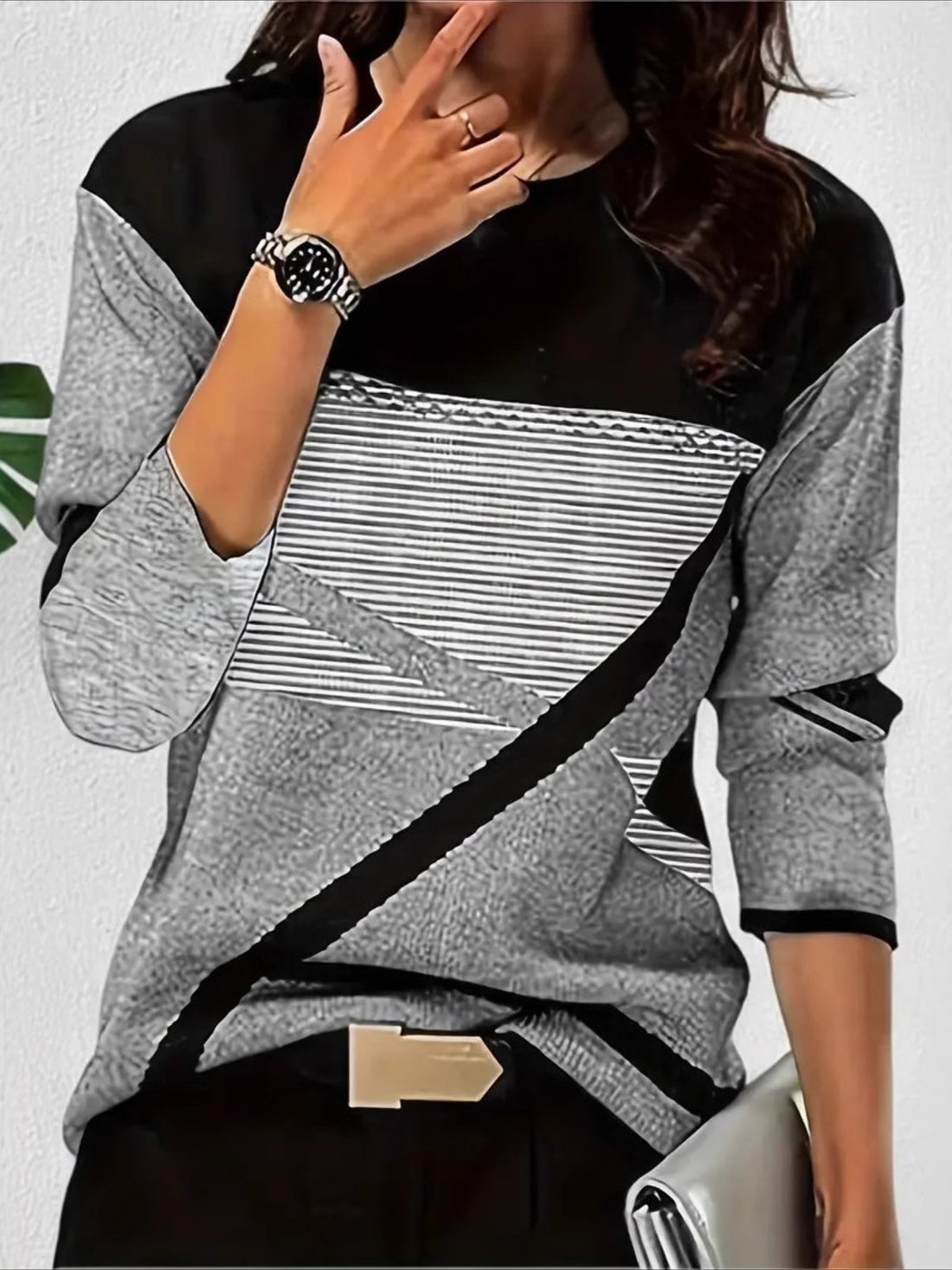 Striped Long Sleeve Crew Neck Casual T-shirt