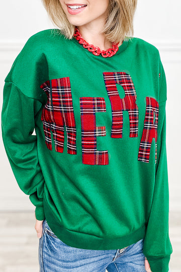 Sea Green Plaid MERRY Christmas Vacation Sweatshirt