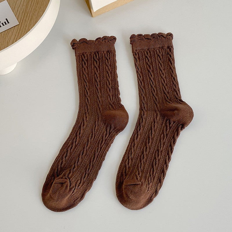 Free Gift Women's Twist Texture Mid Tube Socks