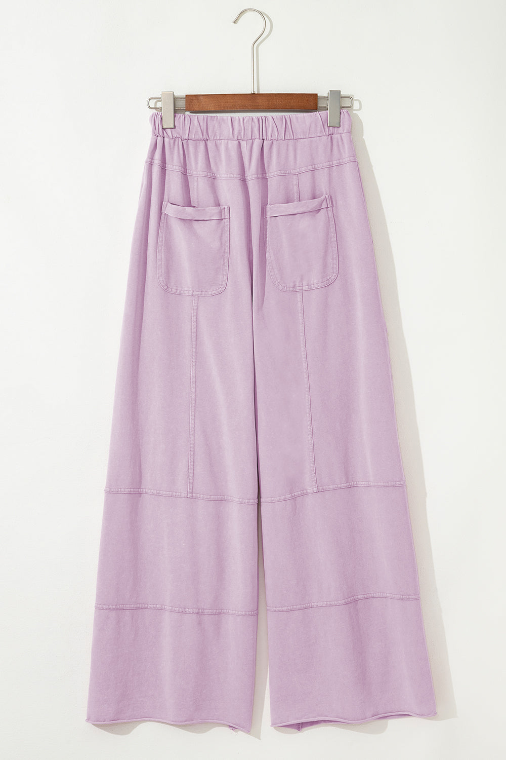 Pink Mineral Wash Exposed Seam Drawstring High Waist Wide Leg Cargo Pants
