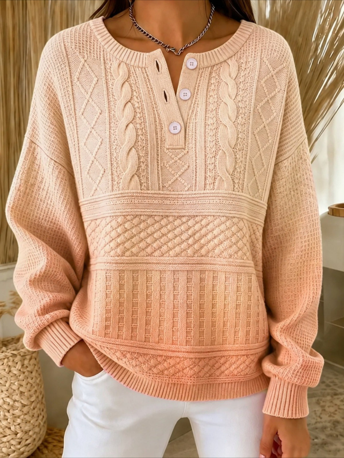 Ombre Buckle Regular Fit Casual Sweatshirt