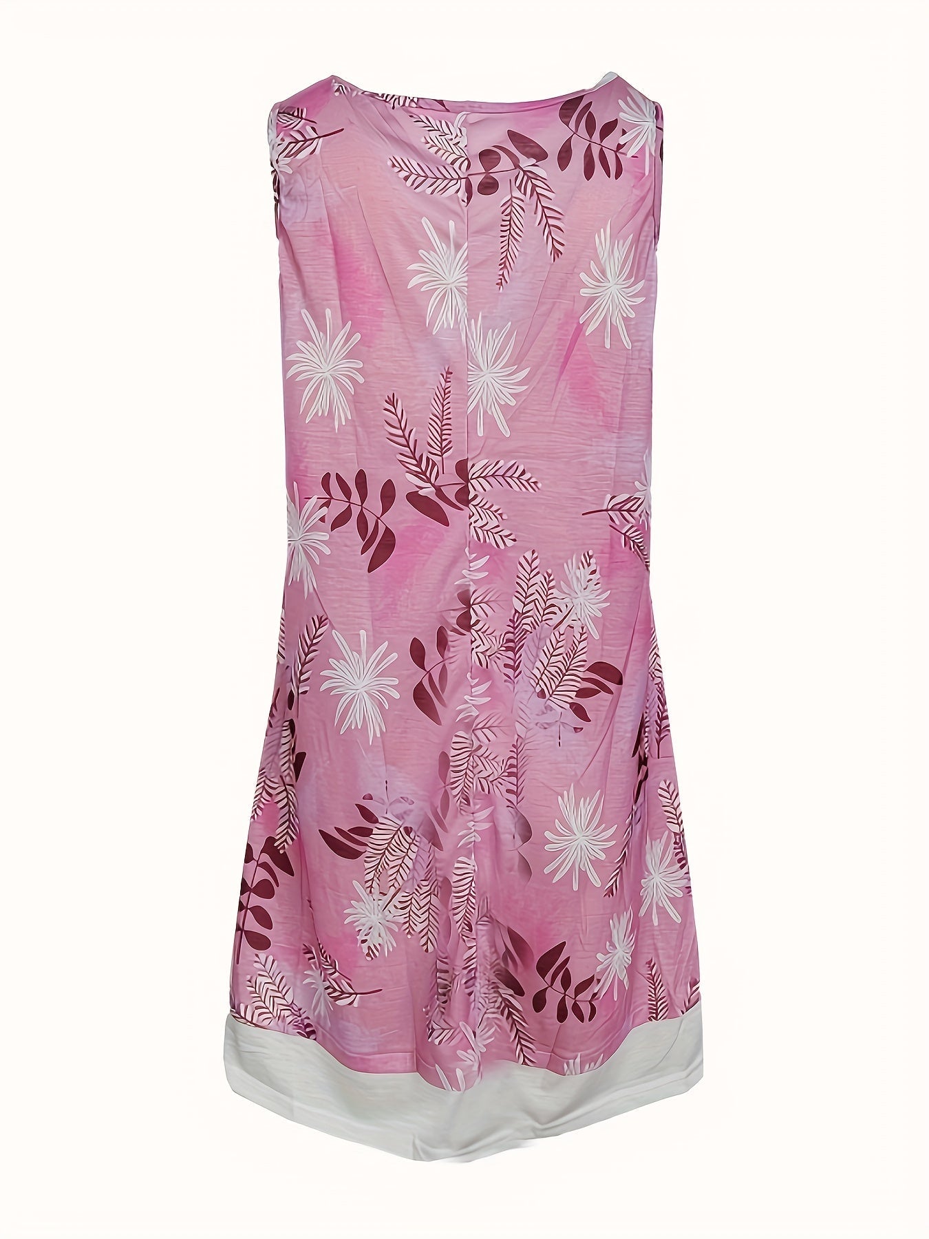 Floral Print 2 In 1 Dress, Casual Crew Neck Sleeveless Tank Dress