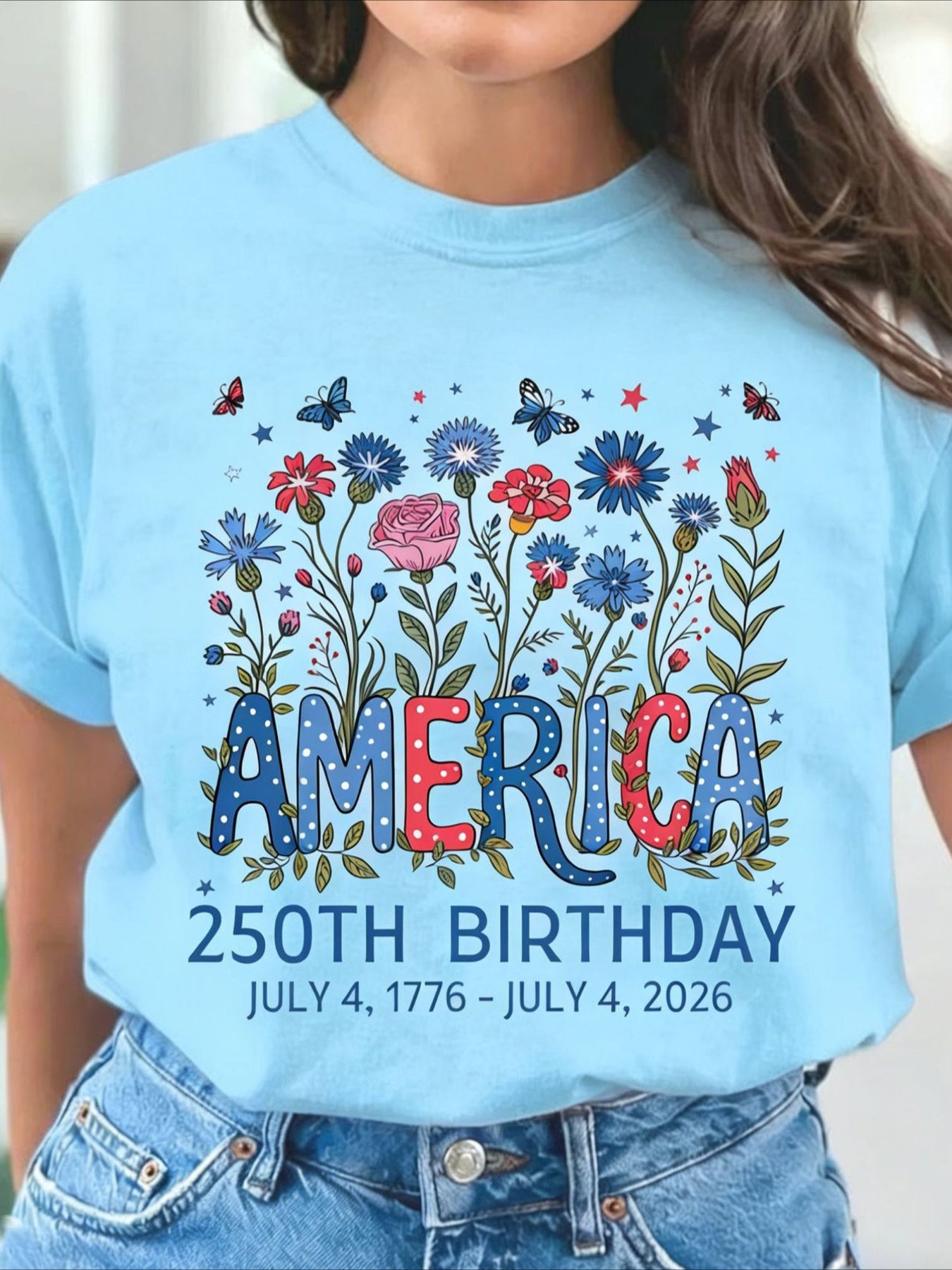 Vintage Floral Crew Neck Short Sleeve T-shirt