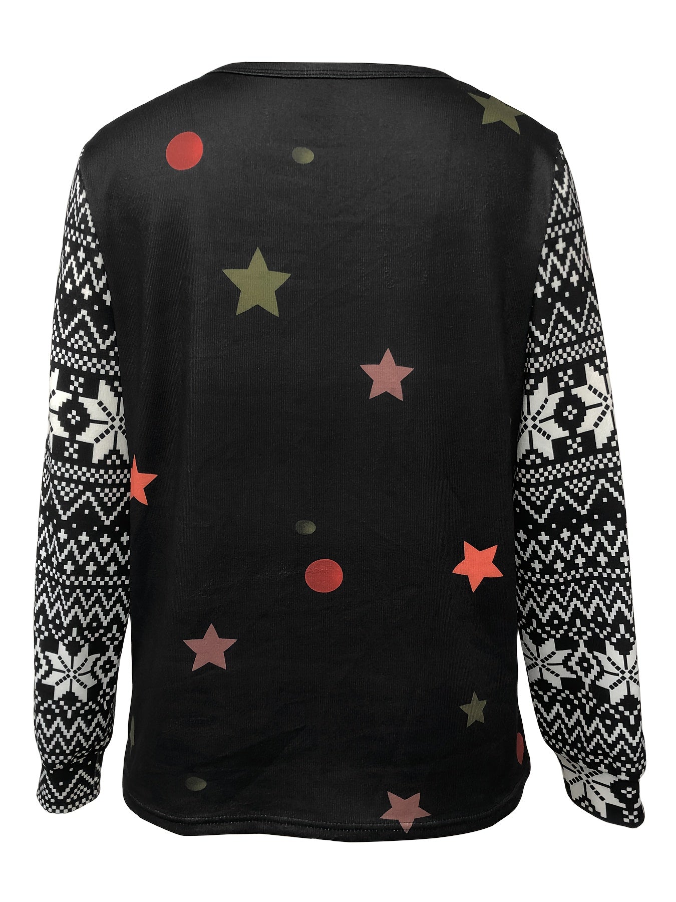 Christmas Pattern Crew Neck Pullover Sweater, Casual Long Sleeve Thin Sweater
