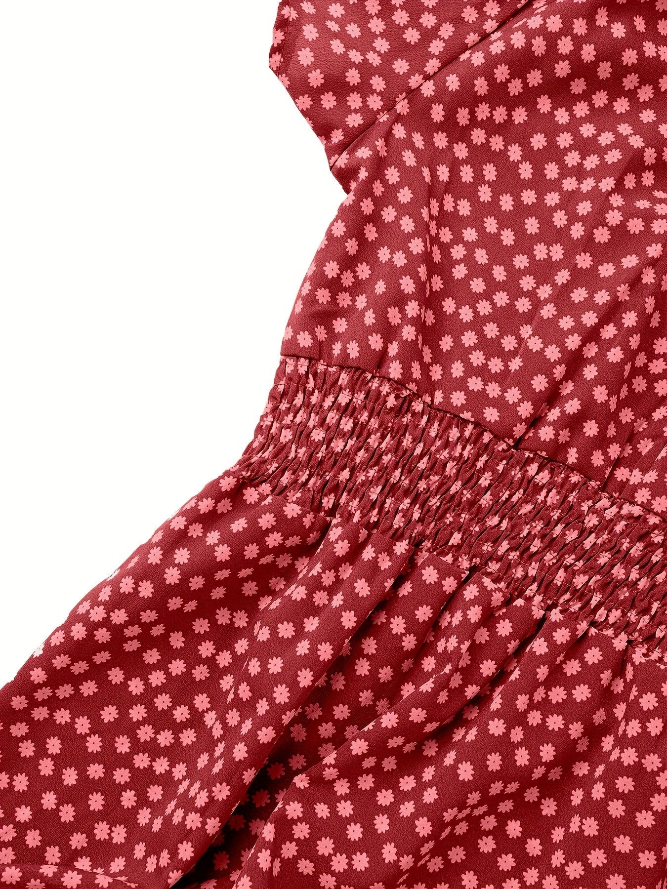 Polka Dot Ruffle Hem Dress, Casual Square Neck Short Sleeve Dress