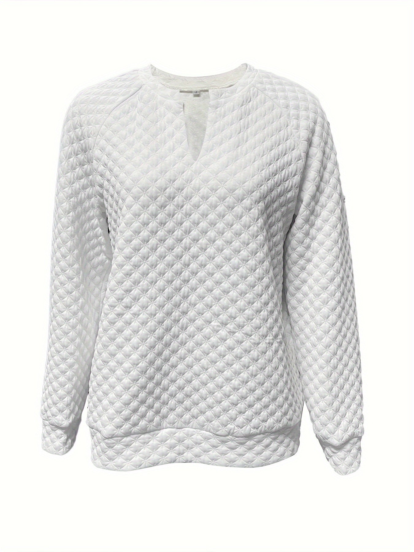 Cozy Textured Pullover Soft Long Sleeve Notch Neck Casual Sweatshirt