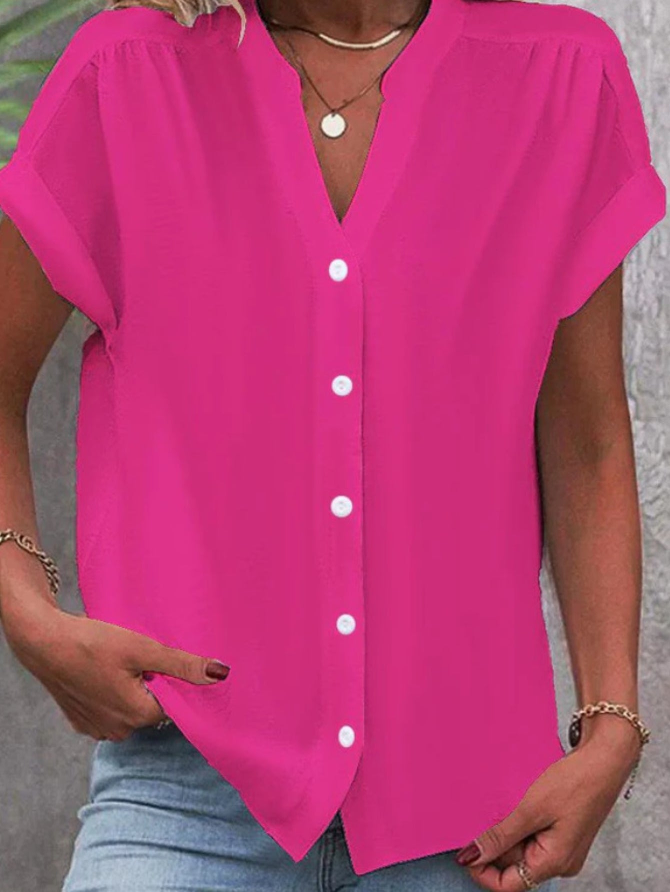 Women's Short Sleeve Shirt Summer Plain Stand Collar Daily Going Out Casual Top