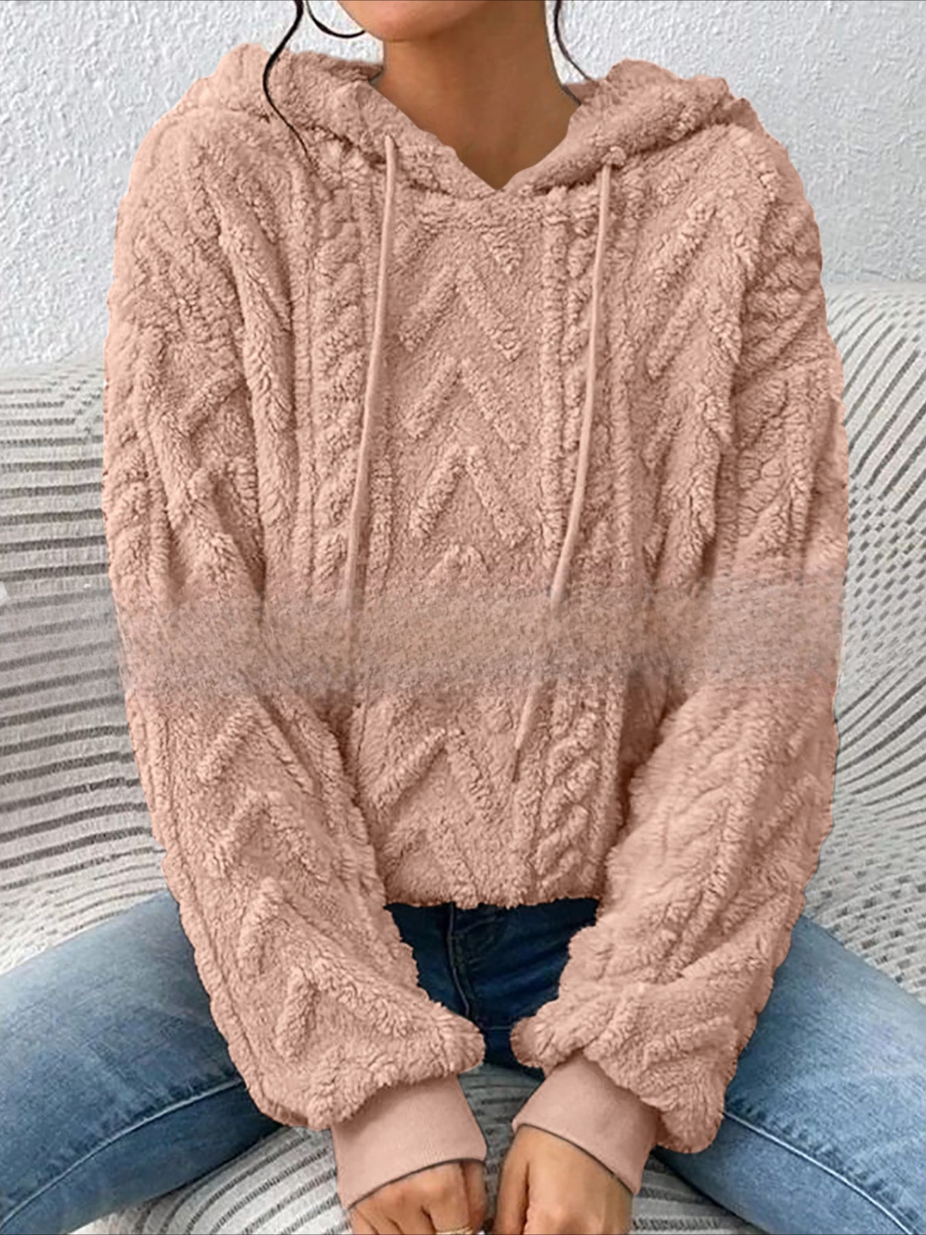 Cozy Fleece Hoodie - Soft Medium Stretch Polyester, Long Sleeve Drawstring, Machine Washable