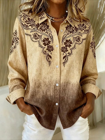 V Neck Long Sleeve Plain Regular Micro-Elasticity Regular Fit Shirt