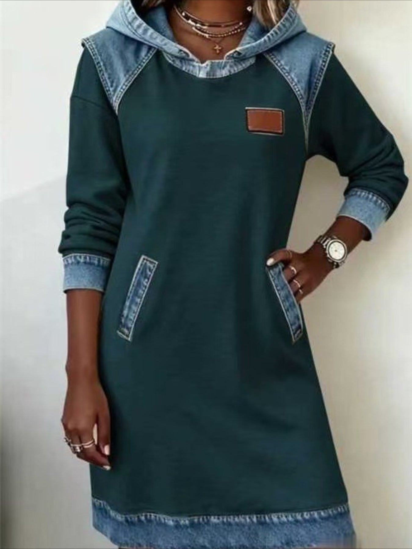 Fashion Modern Outdoor Vacation Daily Regular Fit Plain Long Sleeve Hooded Dress