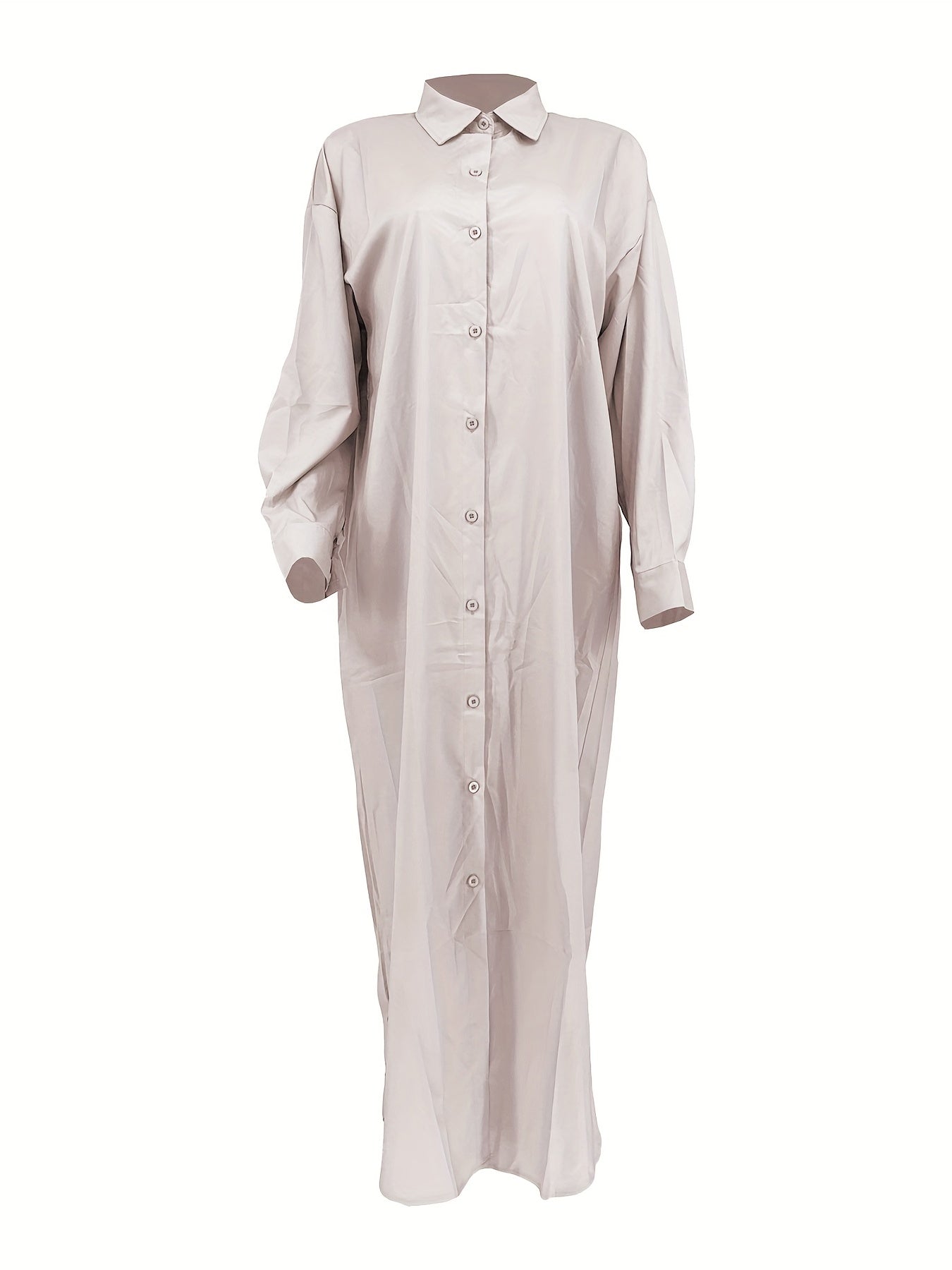 Longline Button Front Shirt, Casual Long Sleeve Shirt