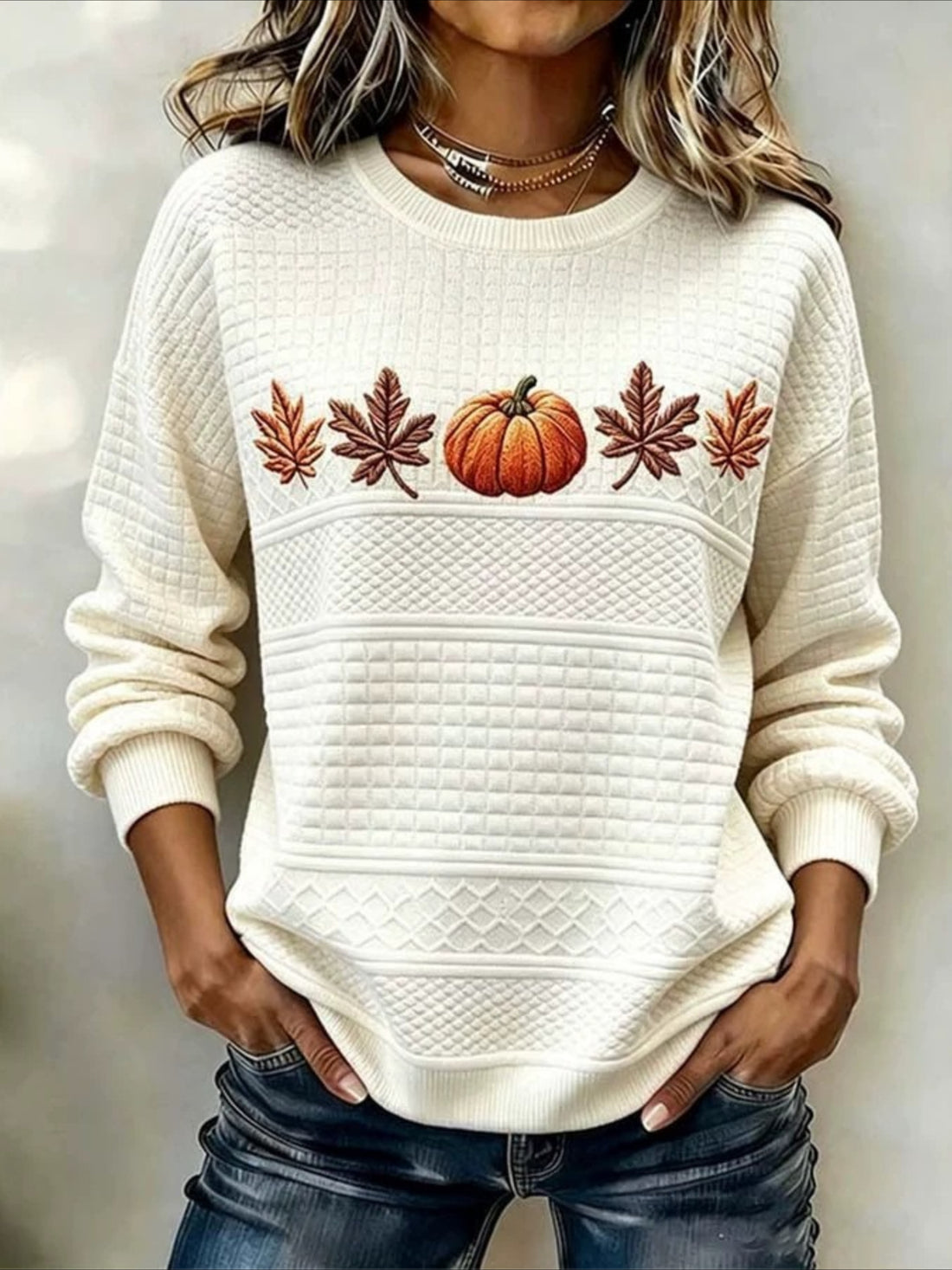 Crew Neck Long Sleeve Floral Print Sweatshirts