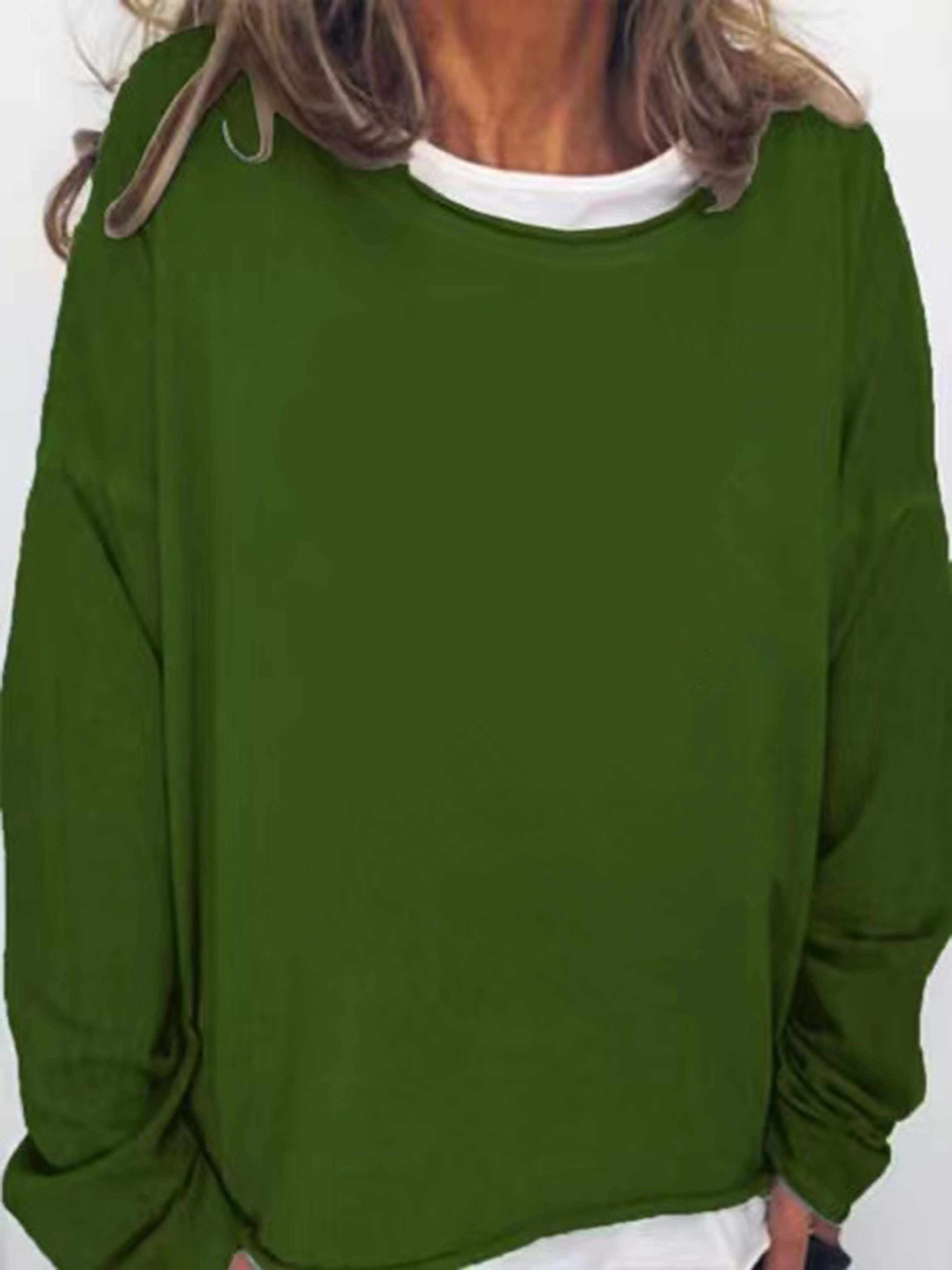 Solid Crew Neck Sweatshirt, Casual Long Sleeve Sweatshirt