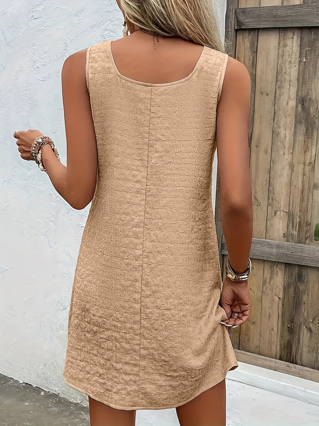 Loose Mini Tank Dress, Sleeveless Casual Dress