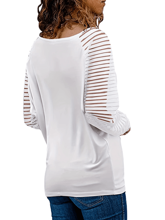 Striped Print Long Sleeve T-Shirt, Casual V Neck T-Shirt