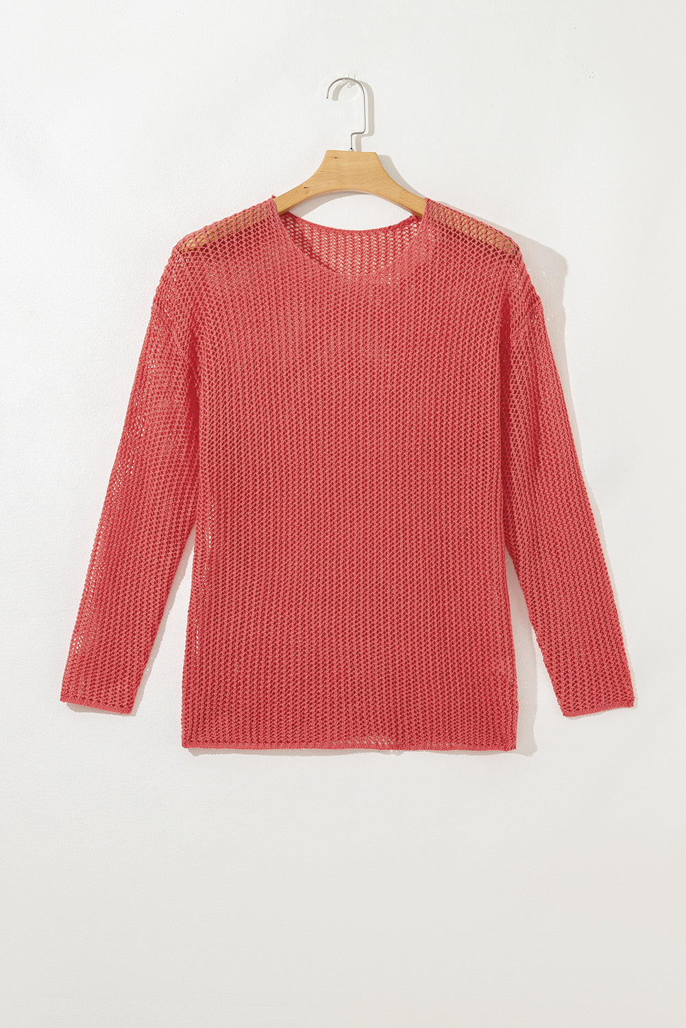 Coral Crochet Hollow-out Jumper Top Sweater
