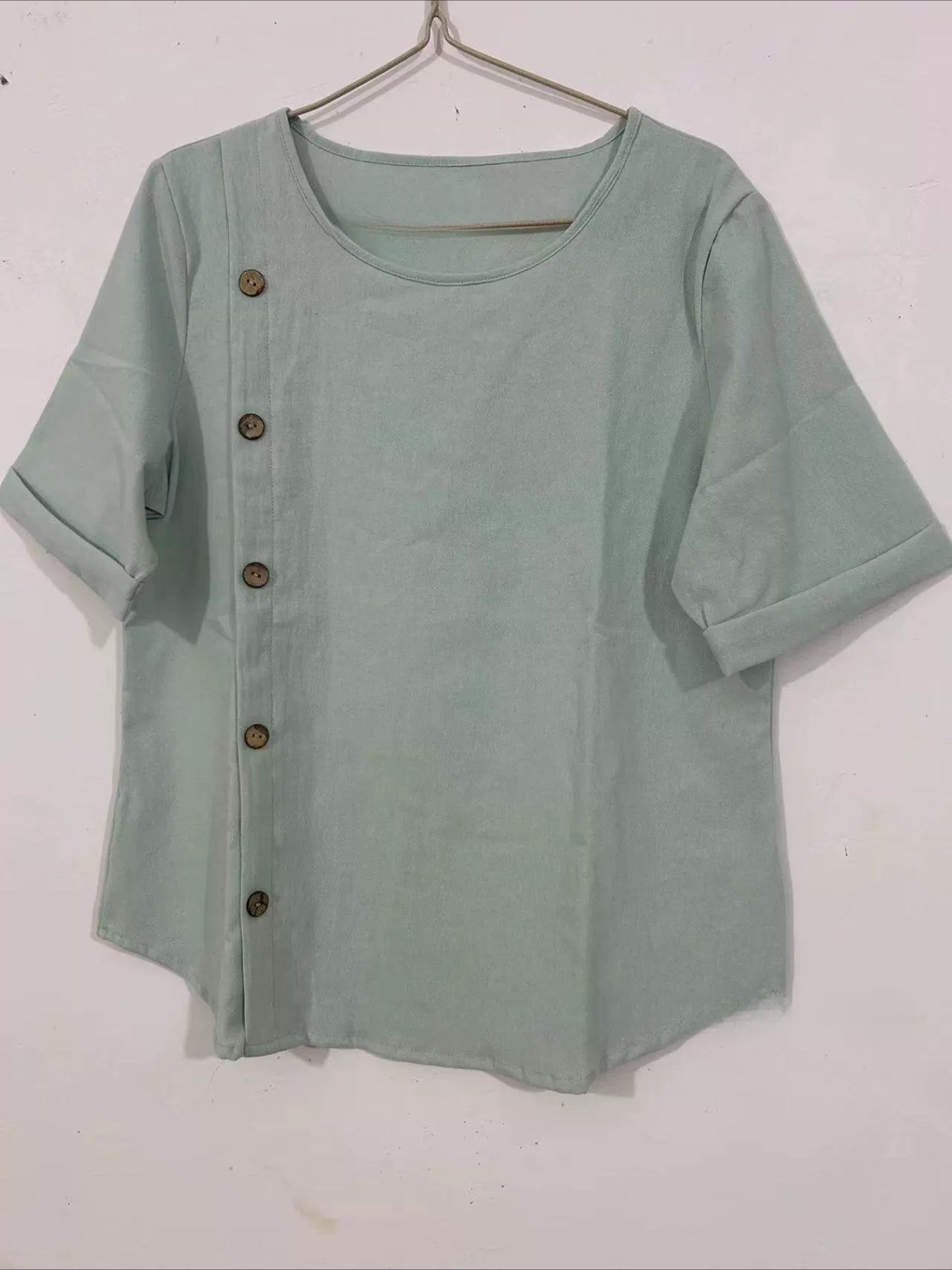 Elegant Solid Color Casual Loose Fit Crew Neck Shirt