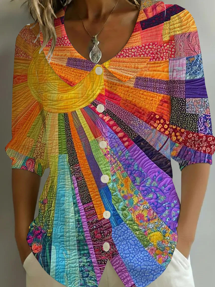 Crew Neck Short Sleeve Patterns Regular Loose Shirt