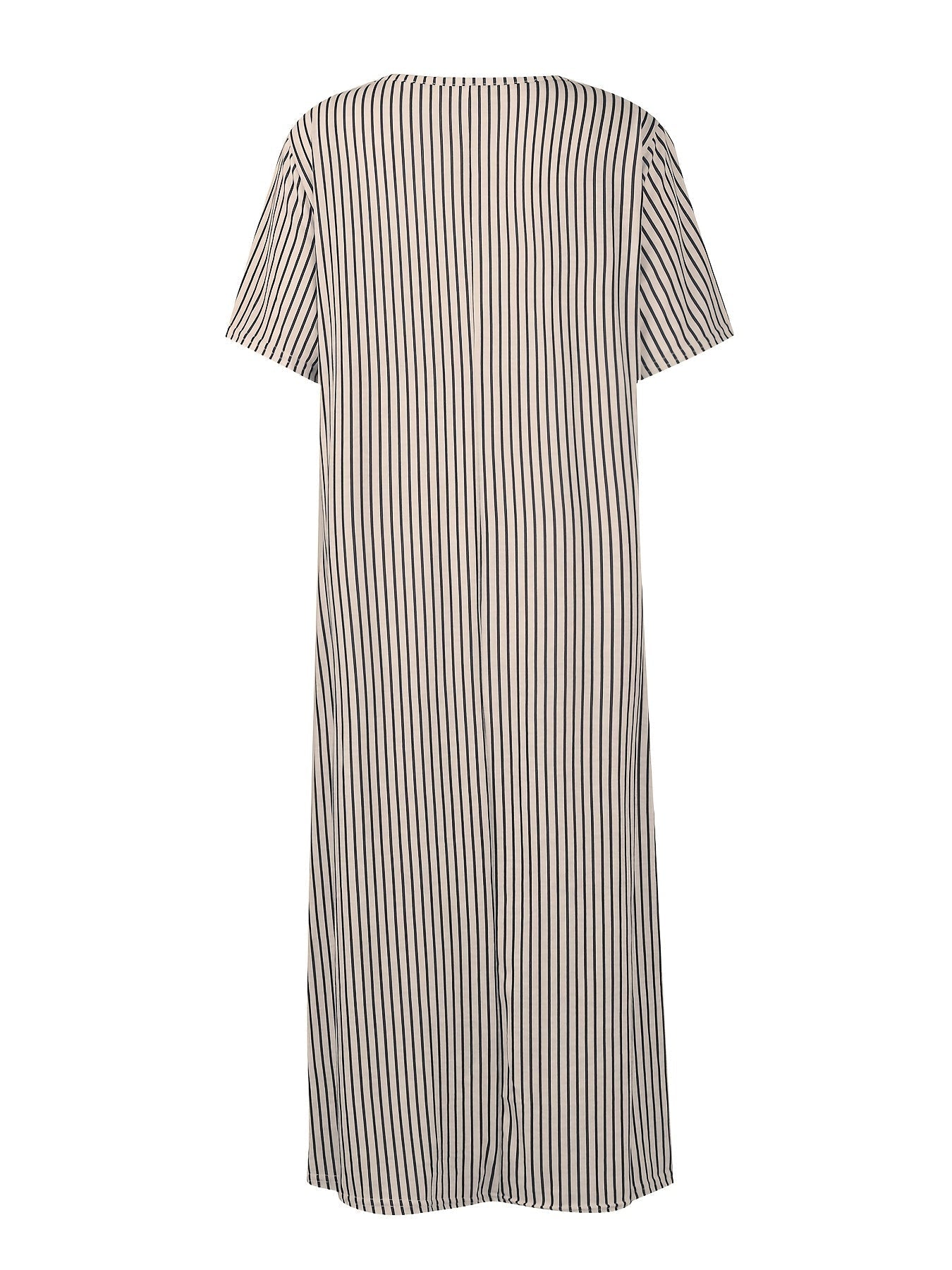 Striped Print Button Front Dress, Casual Short Sleeve Simple Dress