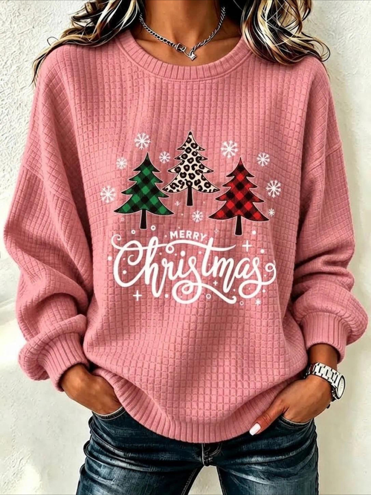 Christmas Tree Casual Crew Neck Regular Fit Sweatshirt