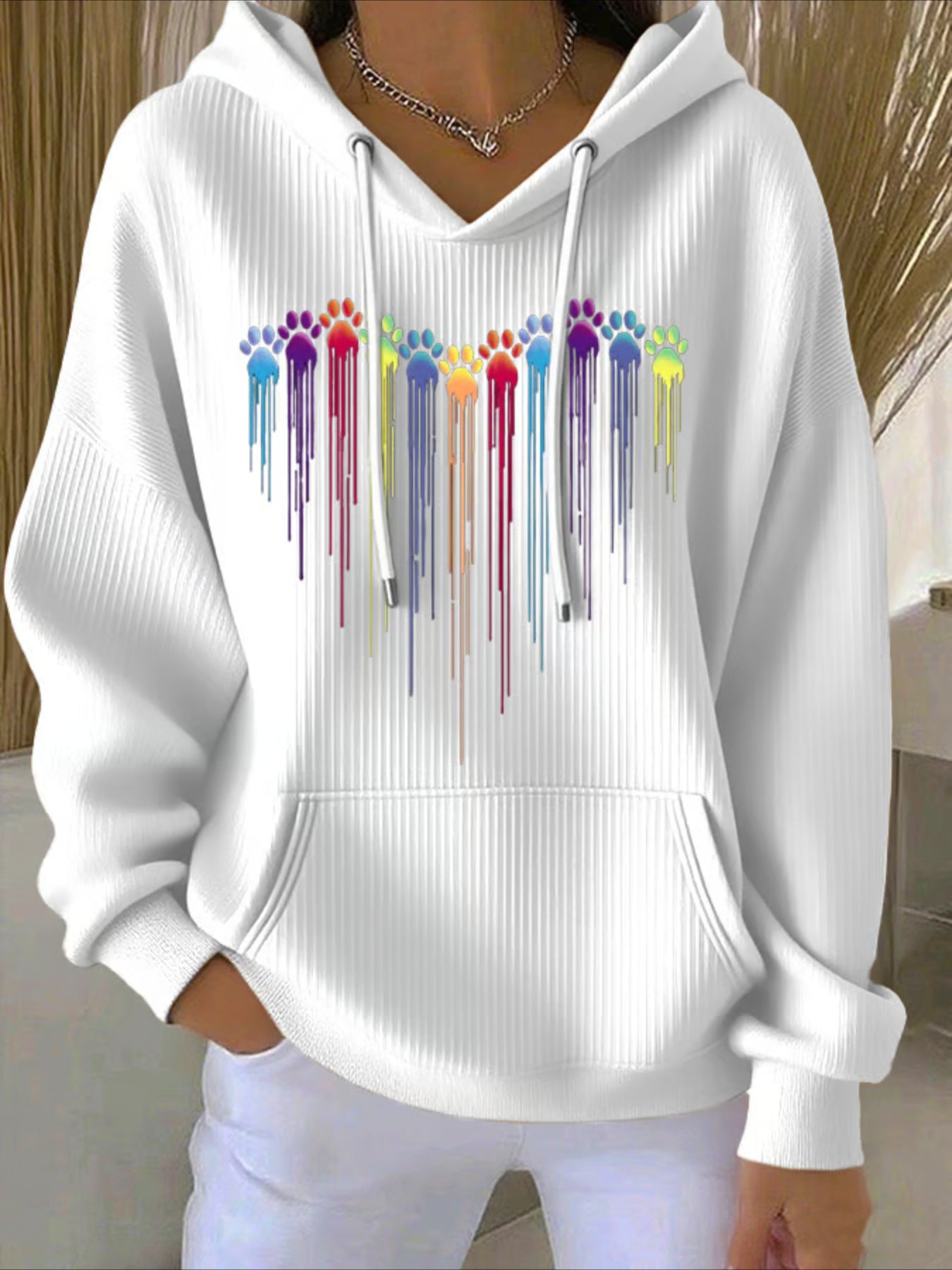 Claws Printing Long Sleeve Pullover Hoodie Sweatshirt