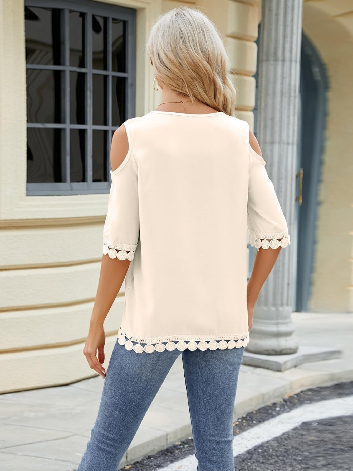 Womens Tops Cold Shoulder Crew Neck Short Sleeve Summer Tunics Blouse Casual Loose Fit T Shirts