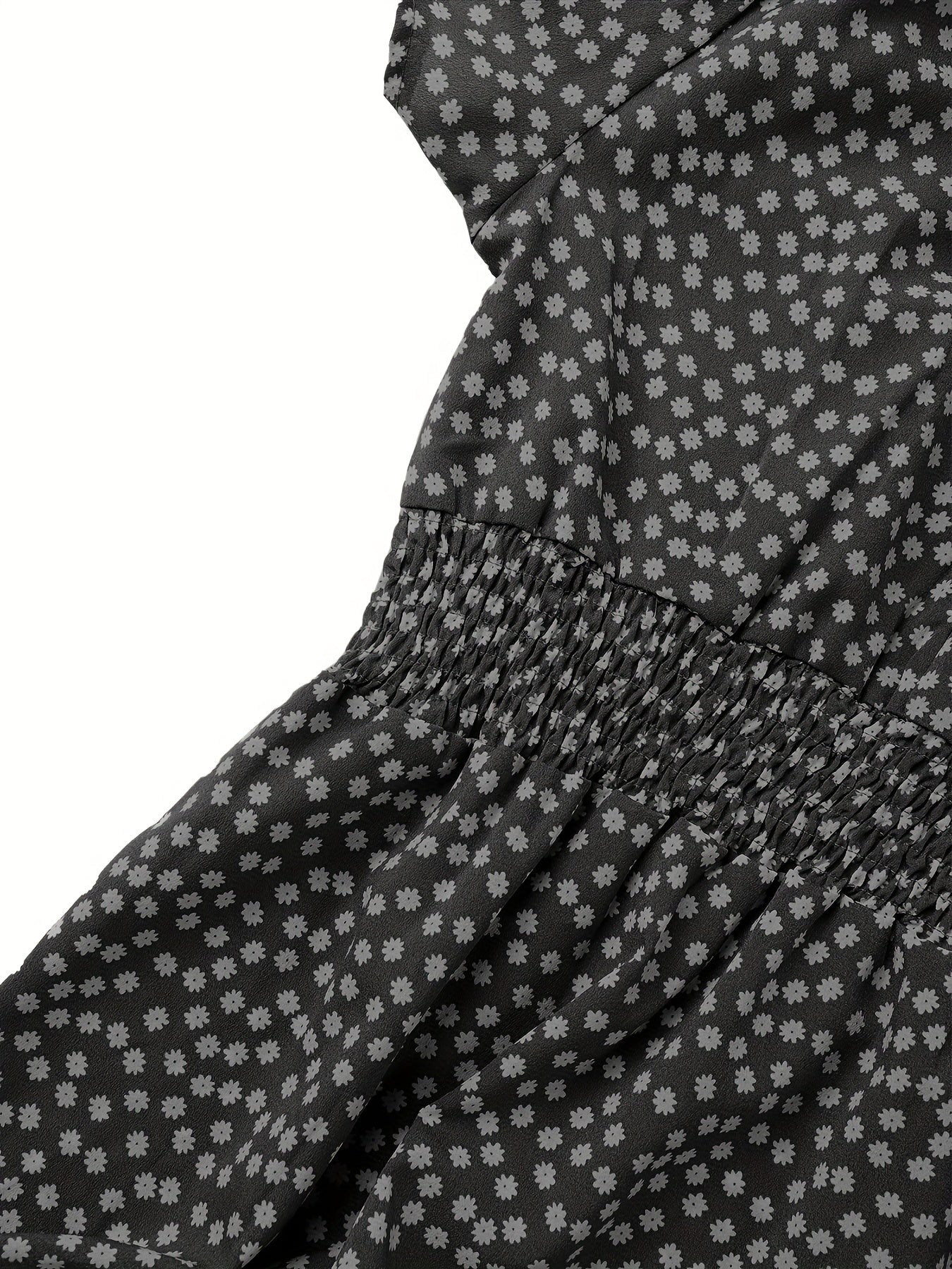 Polka Dot Ruffle Hem Dress, Casual Square Neck Short Sleeve Dress