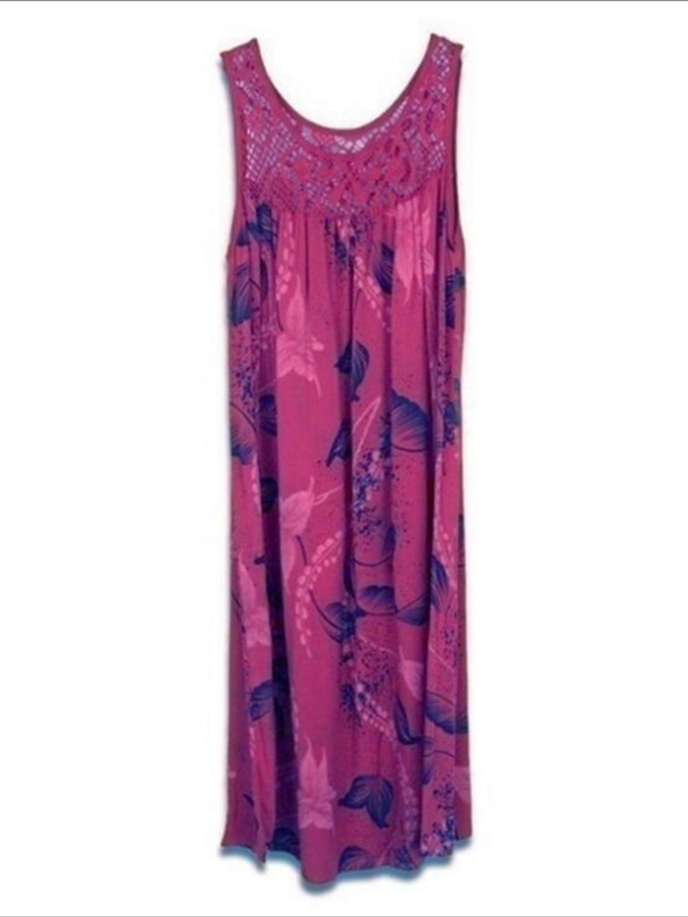 Floral Print Eyelet Embroidered Round Neck Mini Tank Dress