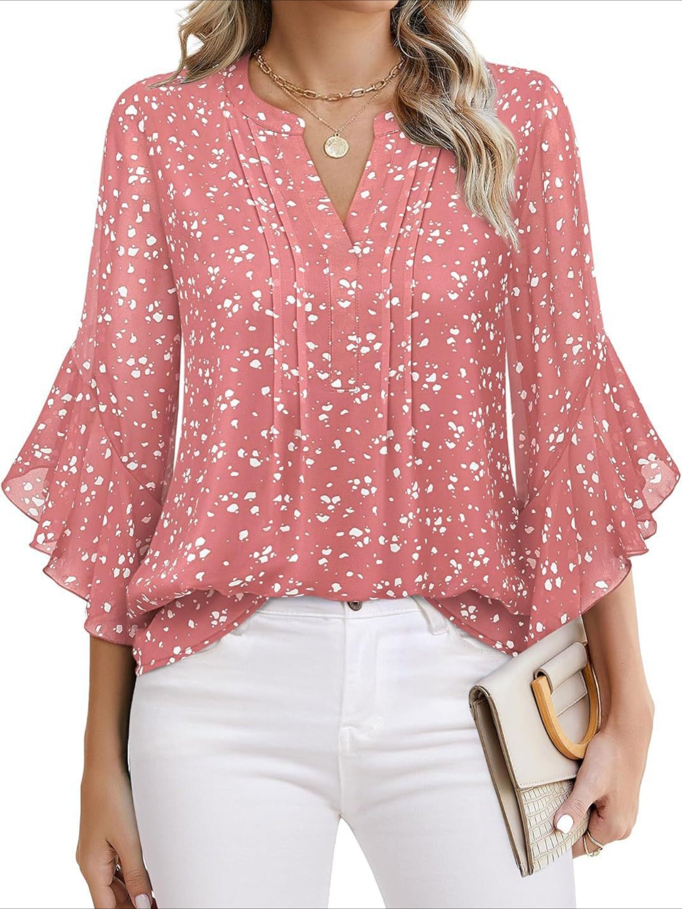 3/4 Sleeve Casual Business Solid Color Chiffon Shirts