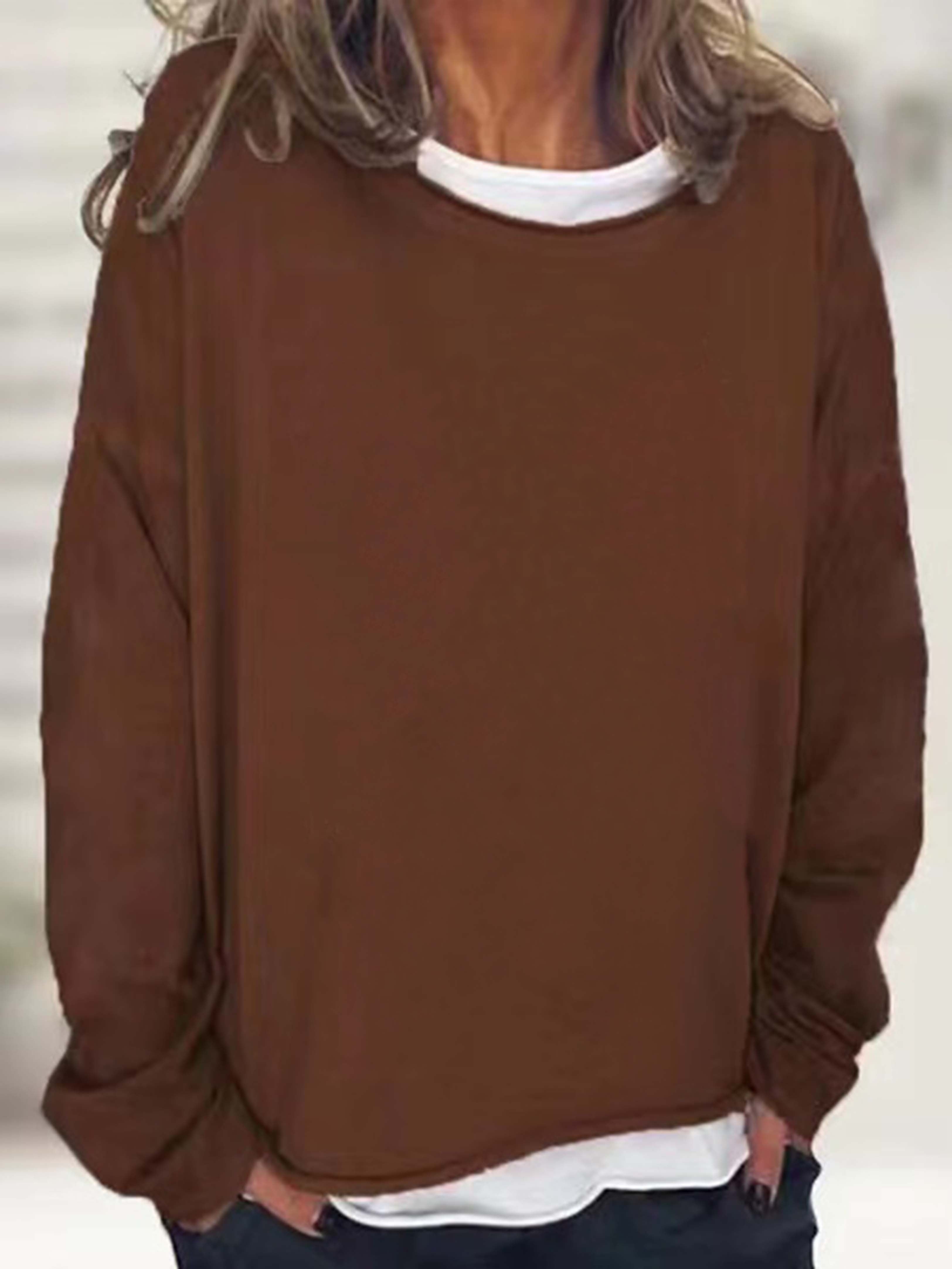 Solid Crew Neck Sweatshirt, Casual Long Sleeve Sweatshirt