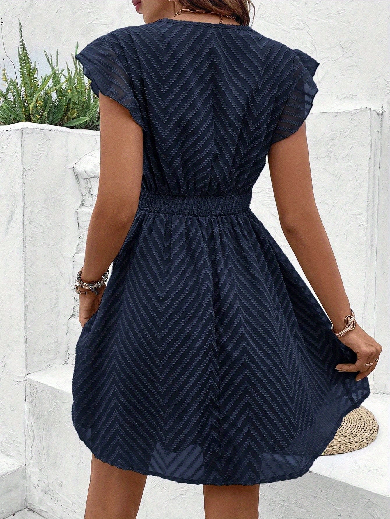 Elegant French Lace V-Neck A-Line Sleeveless Dress