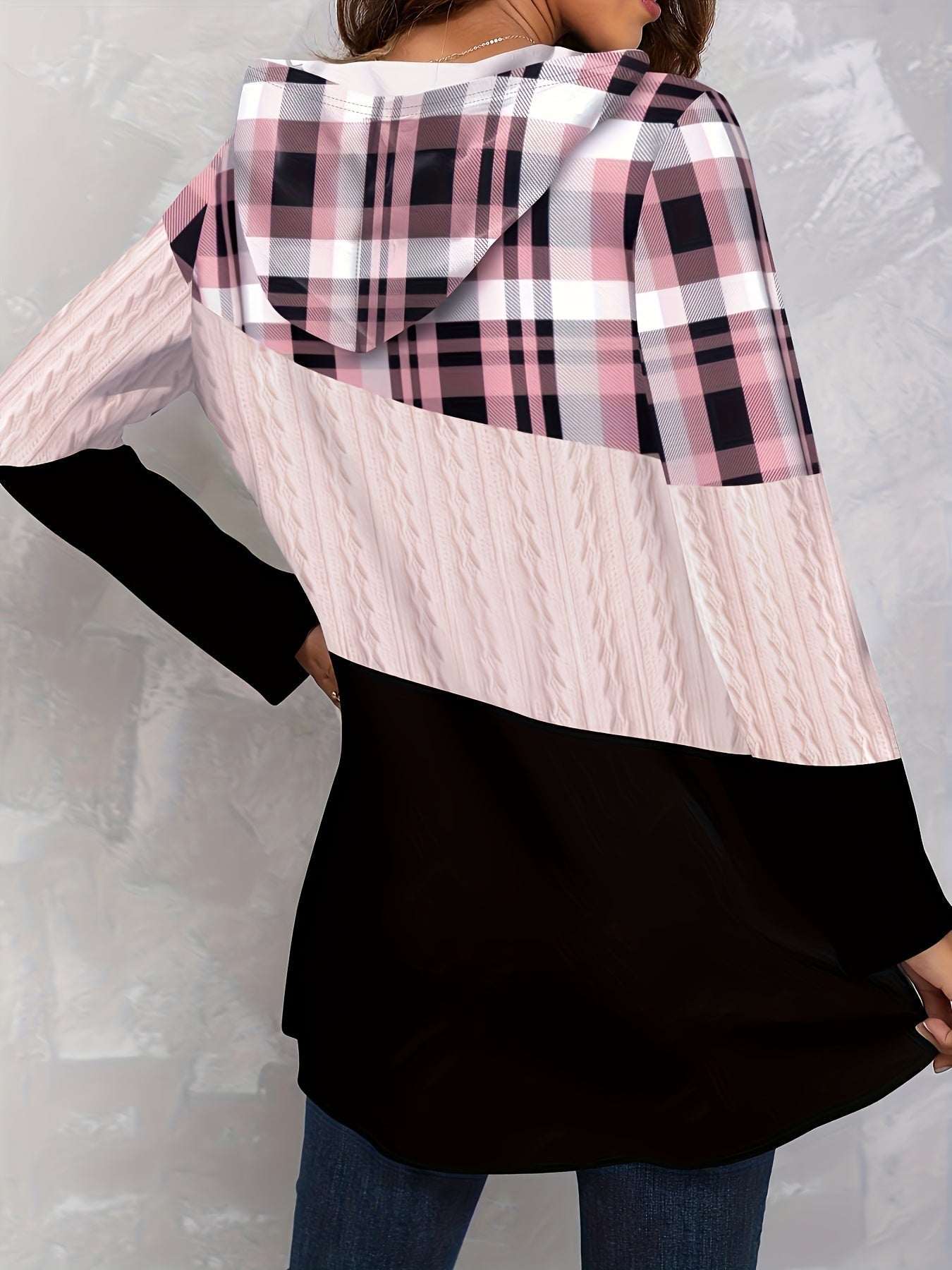 Color Block Drawstring Hoodie, Casual Long Sleeve Hoodie