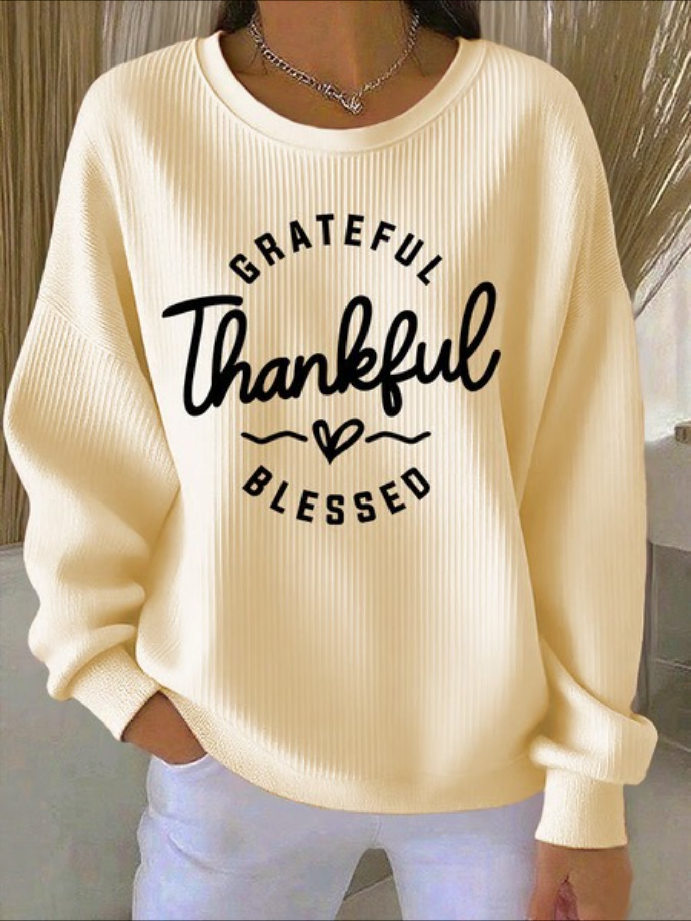 Crew Neck Floral Long Sleeve Comfy Casual Sweater Hoodie